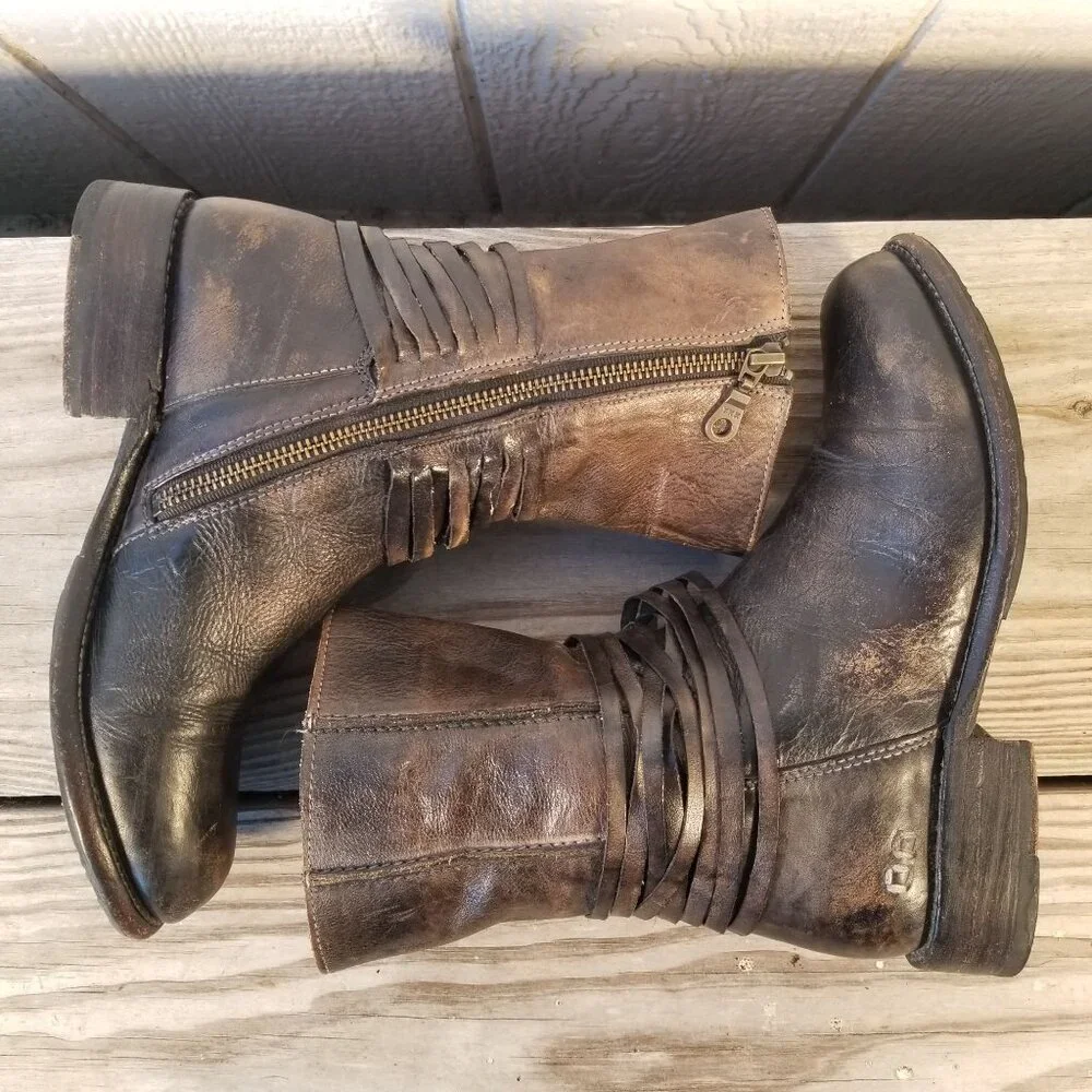 Bed|Stü Cobbler Series Teak Rampton Womens Leather 8in Side Zip Boots 6 B